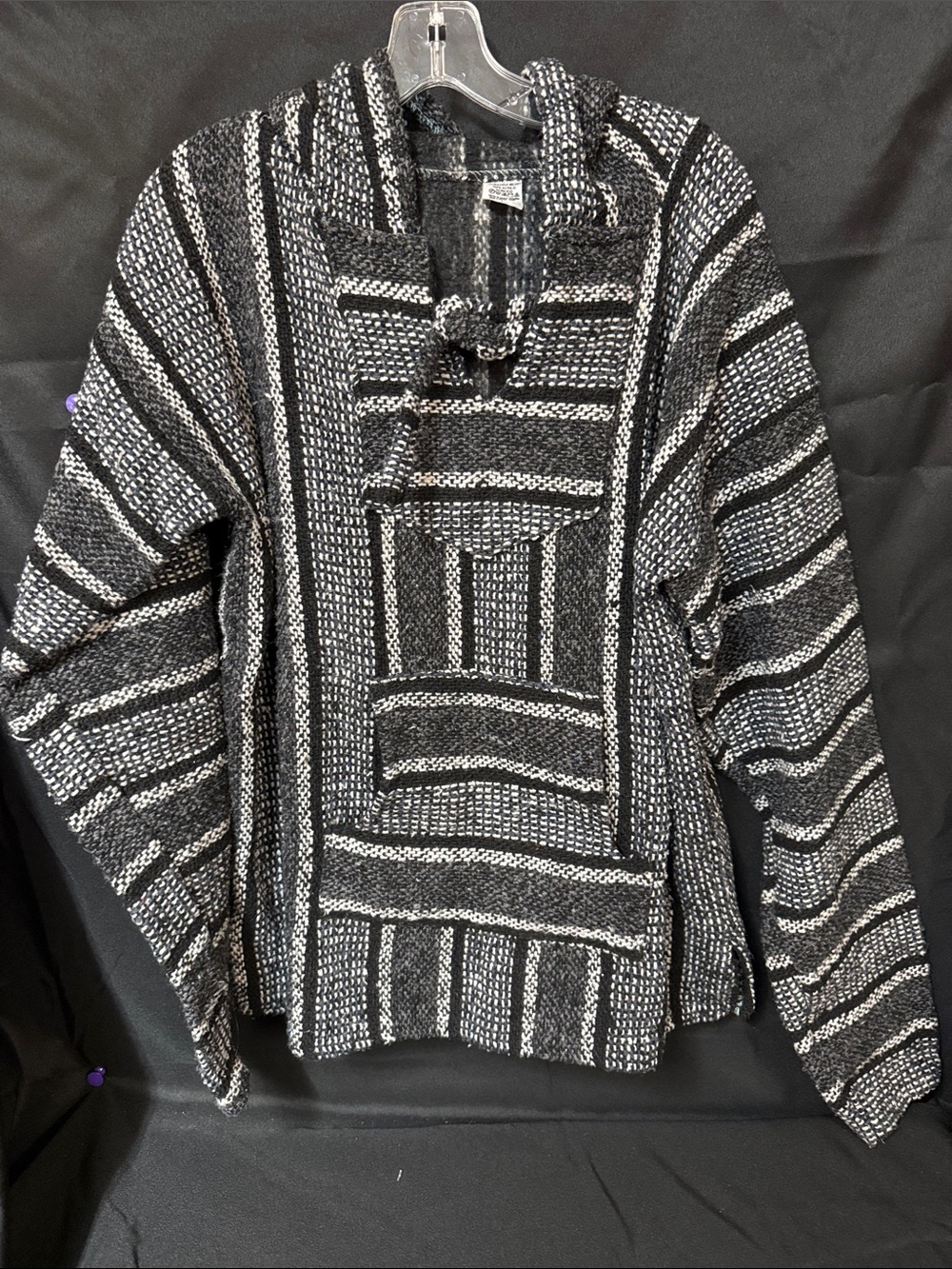 Artesanias Mickey Black & White Woven Baja Hoodie